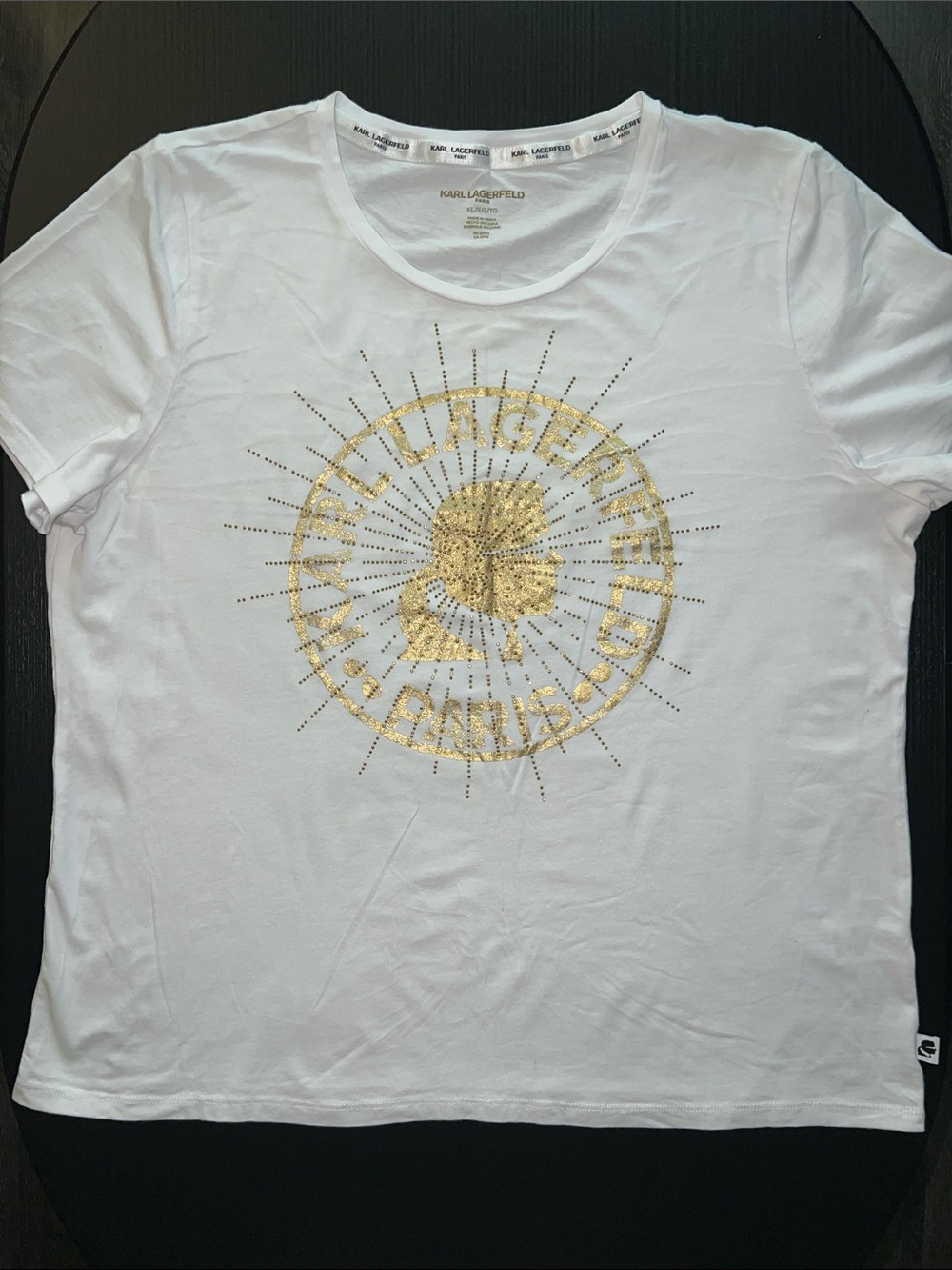 Karl Lagerfeld Women’s White Rhinestone T-Shirt